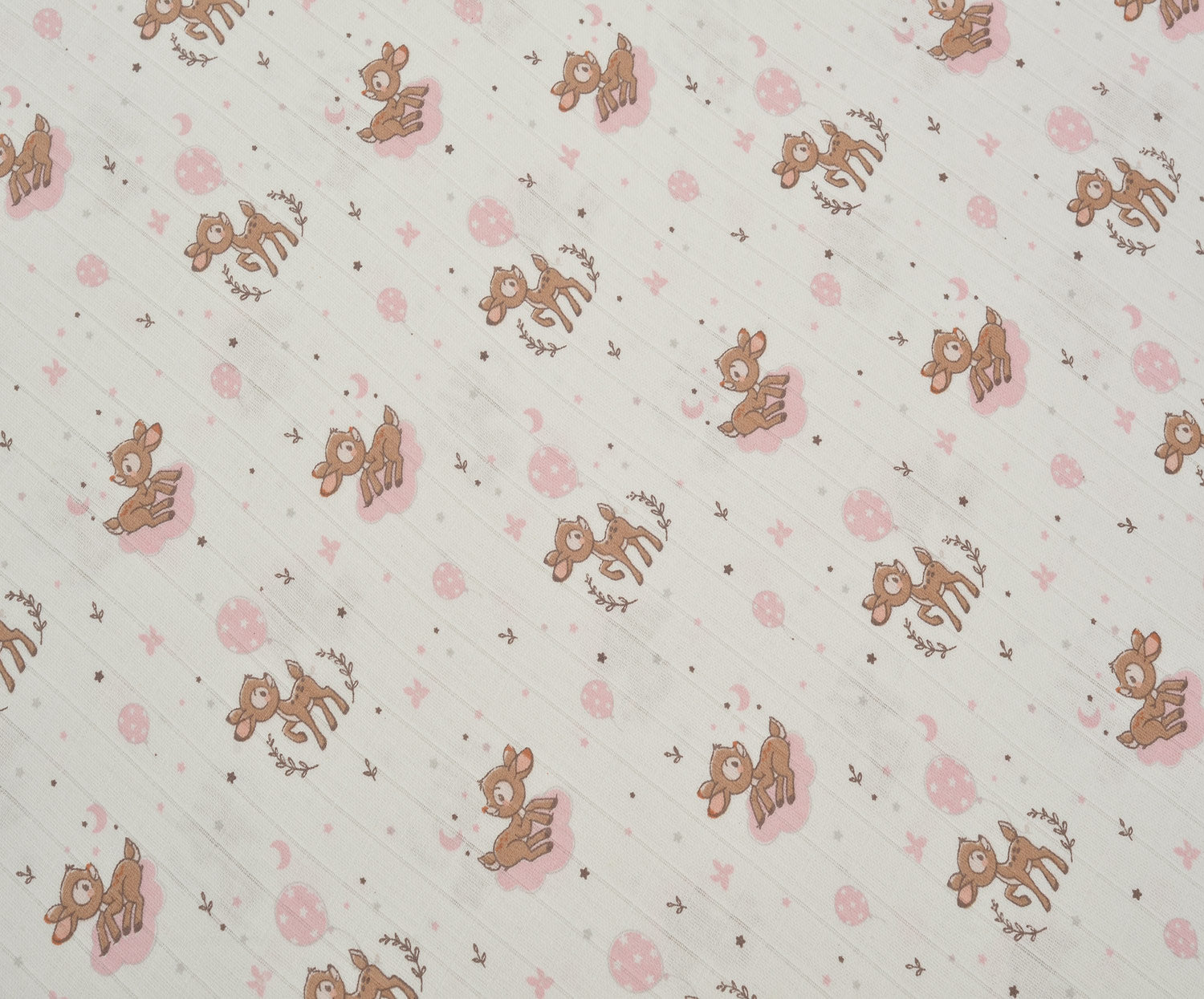 SEVİMLİ YAVRU CEYLAN DESENLİ MÜSLİN BEZİ KUMAŞ - PEMBE