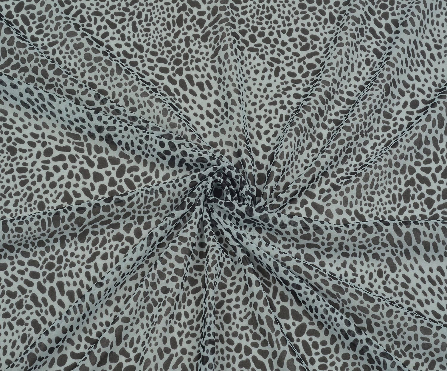 LEOPAR DESENLİ KREP ŞİFON - MAVİ