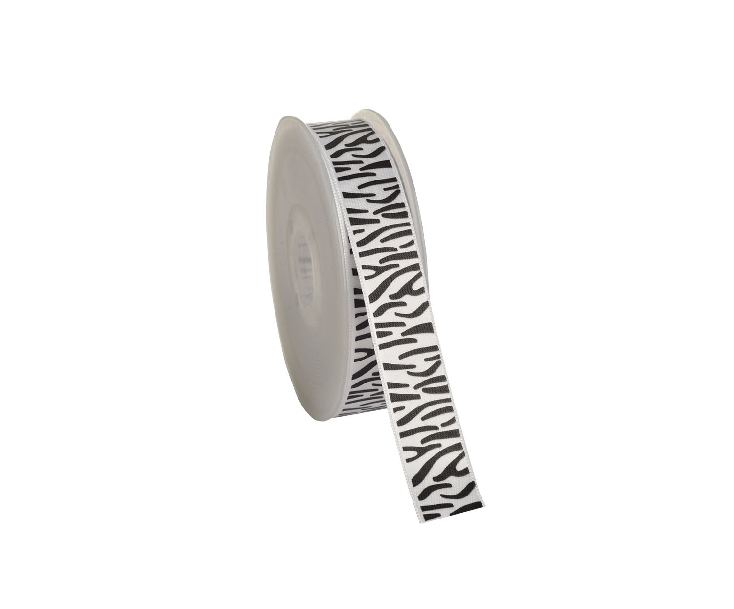 SATEN KURDELE BASKILI ZEBRA DESEN - BEYAZ