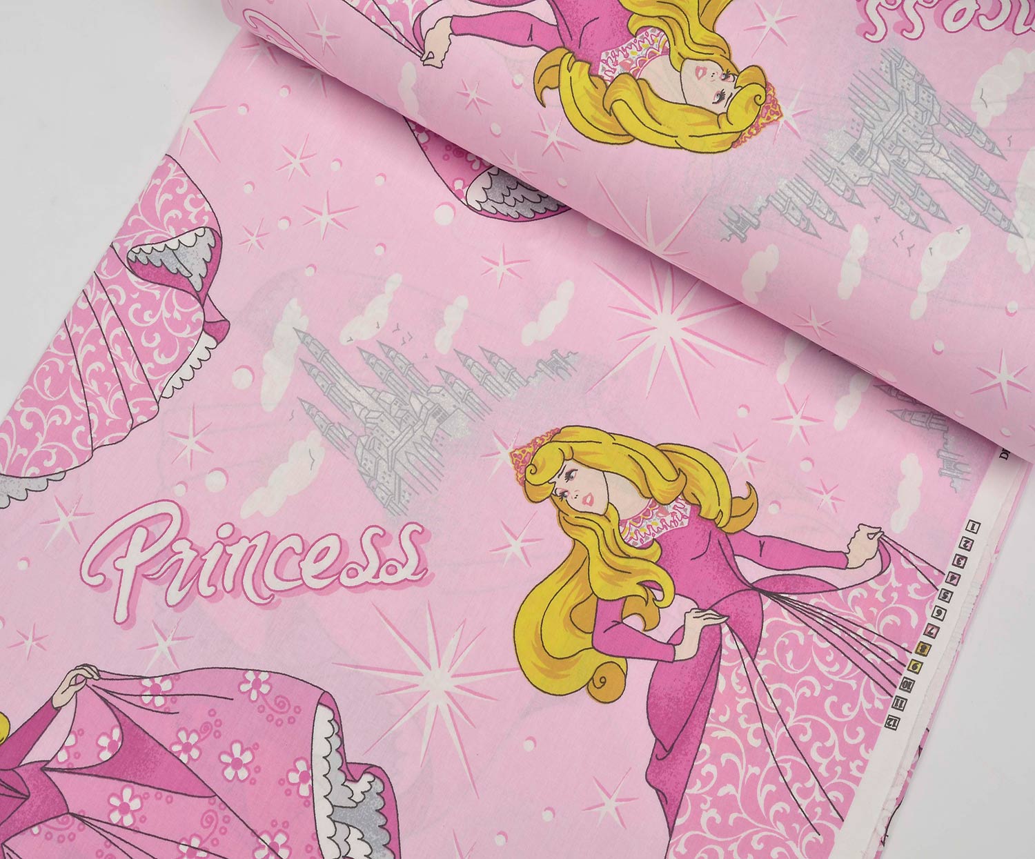 PRENSES KIZ DESENLİ POPLİN KUMAŞ - PEMBE