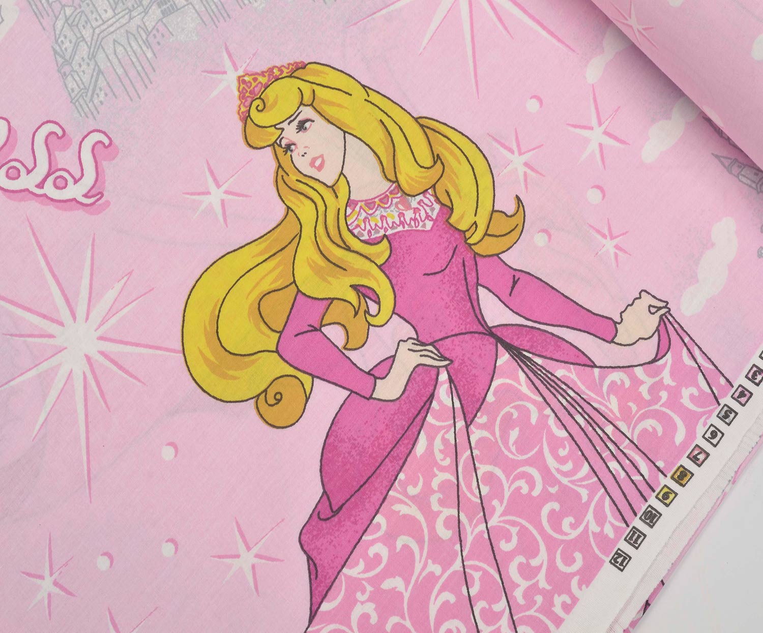 PRENSES KIZ DESENLİ POPLİN KUMAŞ - PEMBE