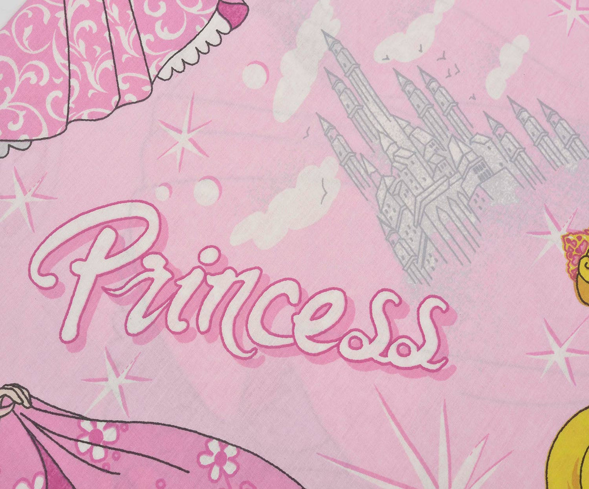 PRENSES KIZ DESENLİ POPLİN KUMAŞ - PEMBE