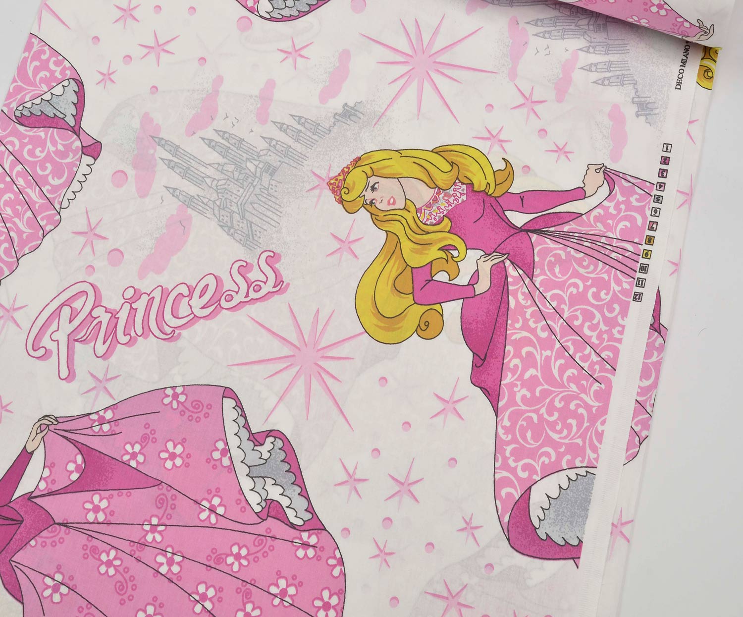 PRENSES KIZ DESENLİ POPLİN KUMAŞ - PEMBE