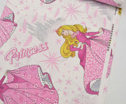PRENSES KIZ DESENLİ POPLİN KUMAŞ - PEMBE