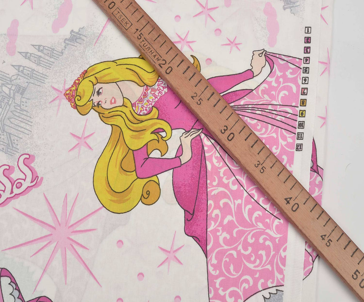 PRENSES KIZ DESENLİ POPLİN KUMAŞ - PEMBE