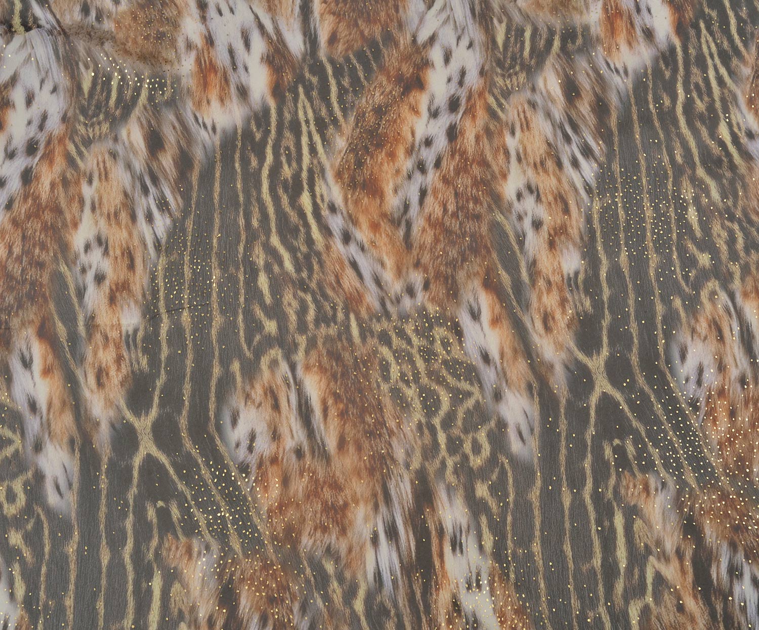 LEOPAR DESENLİ ŞİFON KUMAŞ - KAHVE