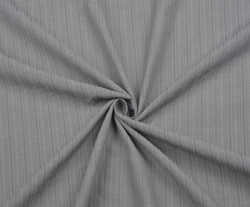 FLORAL STRIPED COTTON FABRIC - GRAY
