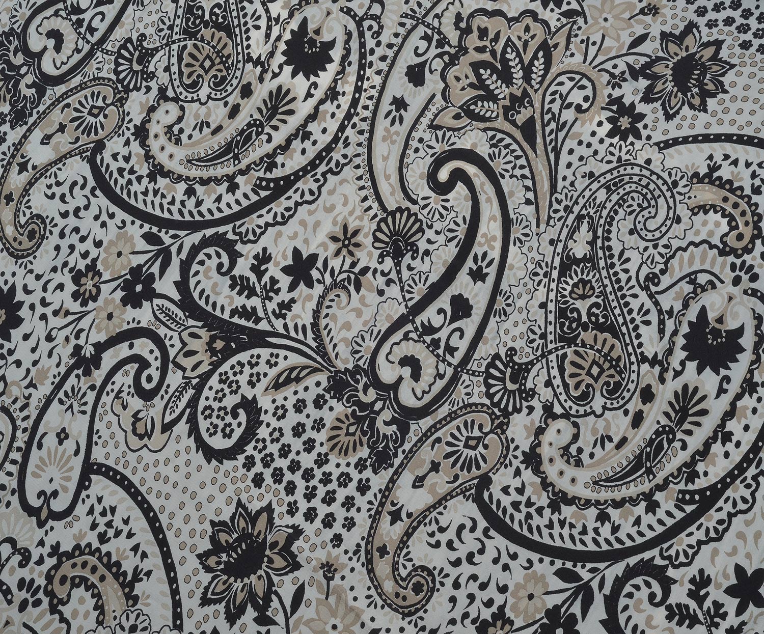 ÇİÇEK DESENLİ MAROKEN KREP KUMAŞ - GRİ