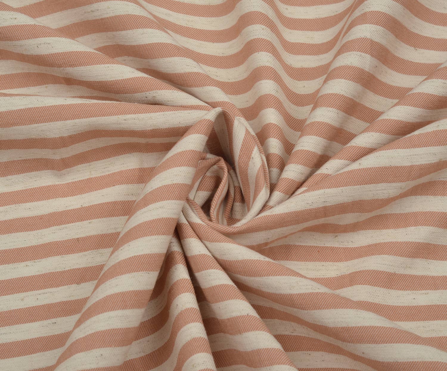 ÇİZGİLİ VİSKON KETEN KUMAŞ - KİREMİT