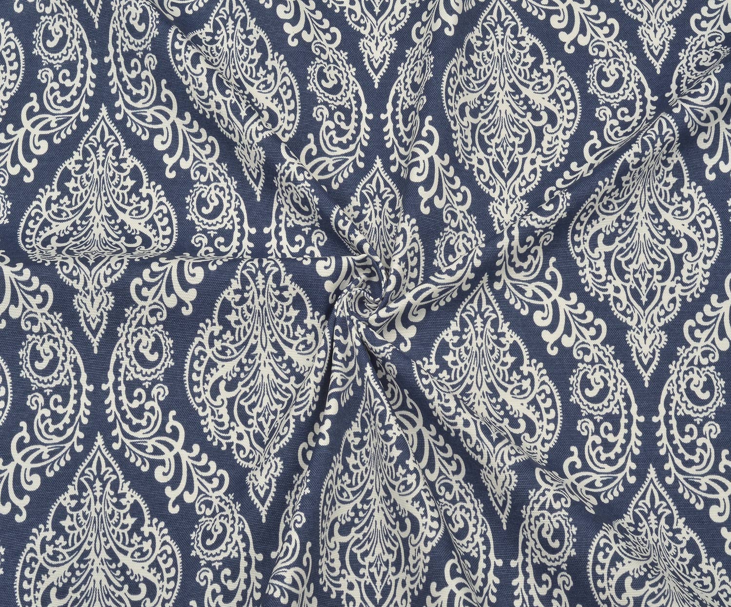 DAMASK DESENLİ DUCK BEZİ KUMAŞ - LACİVERT