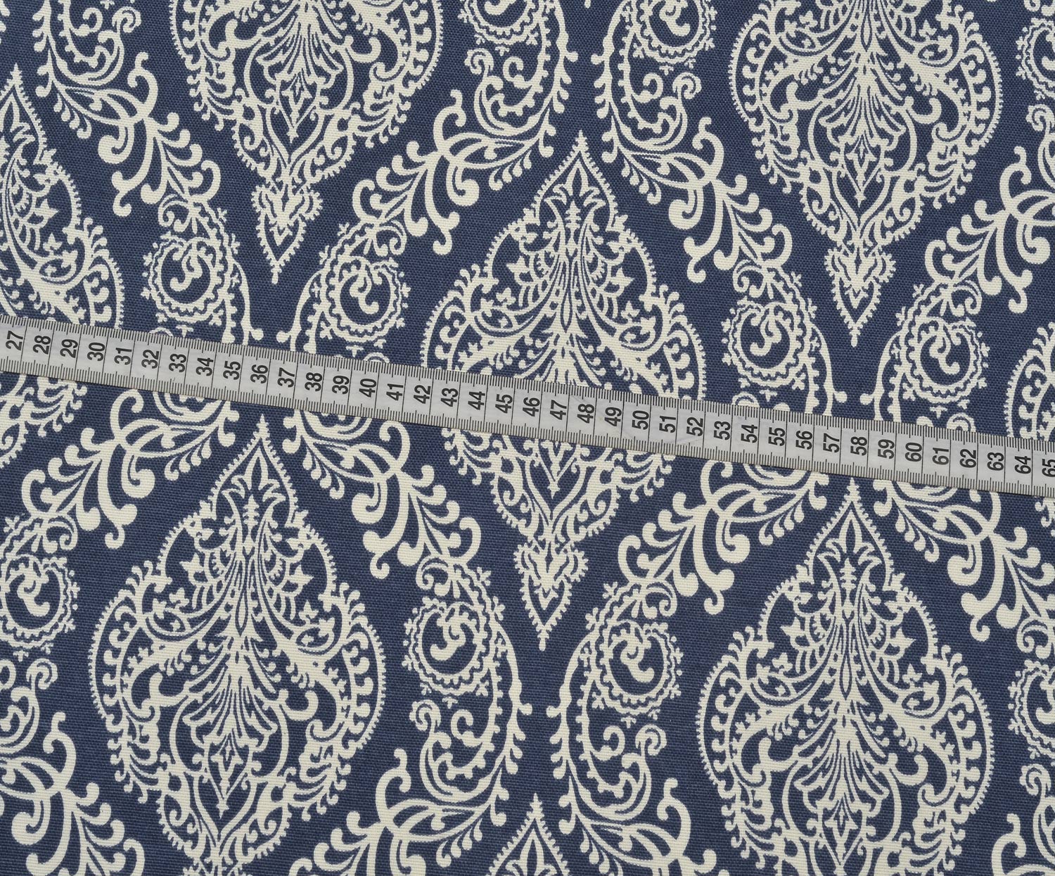 DAMASK DESENLİ DUCK BEZİ KUMAŞ - LACİVERT