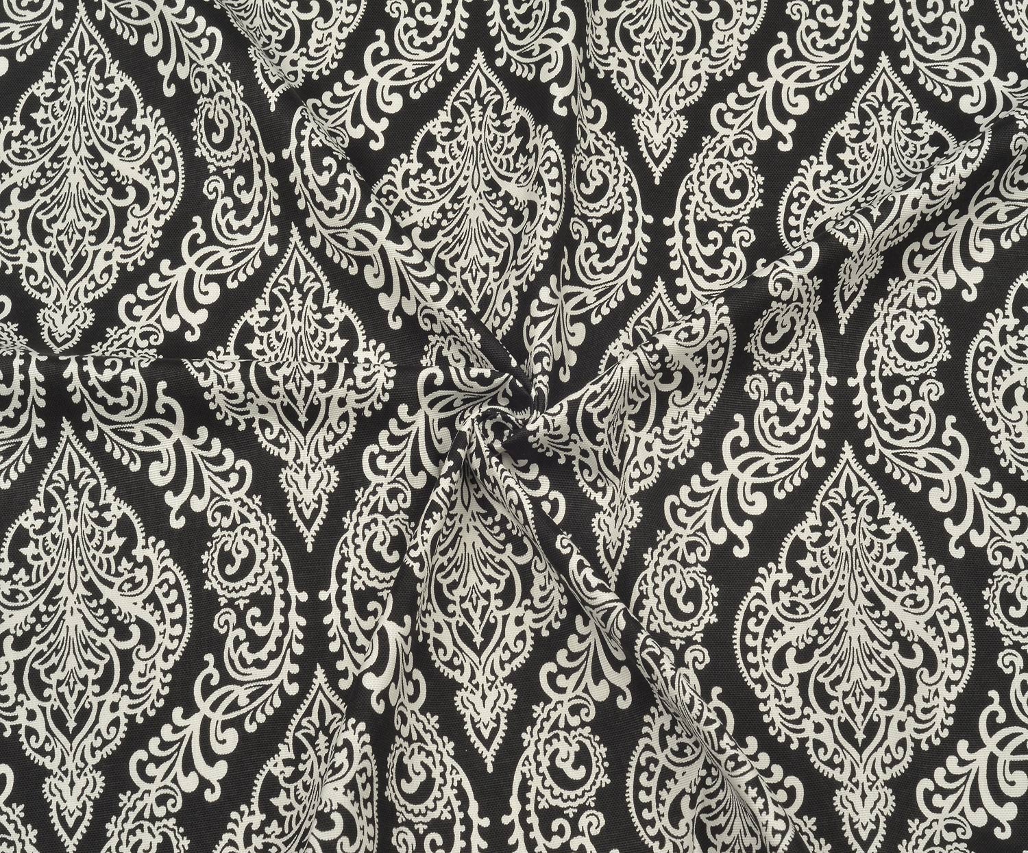 DAMASK DESENLİ DUCK BEZİ KUMAŞ - SİYAH