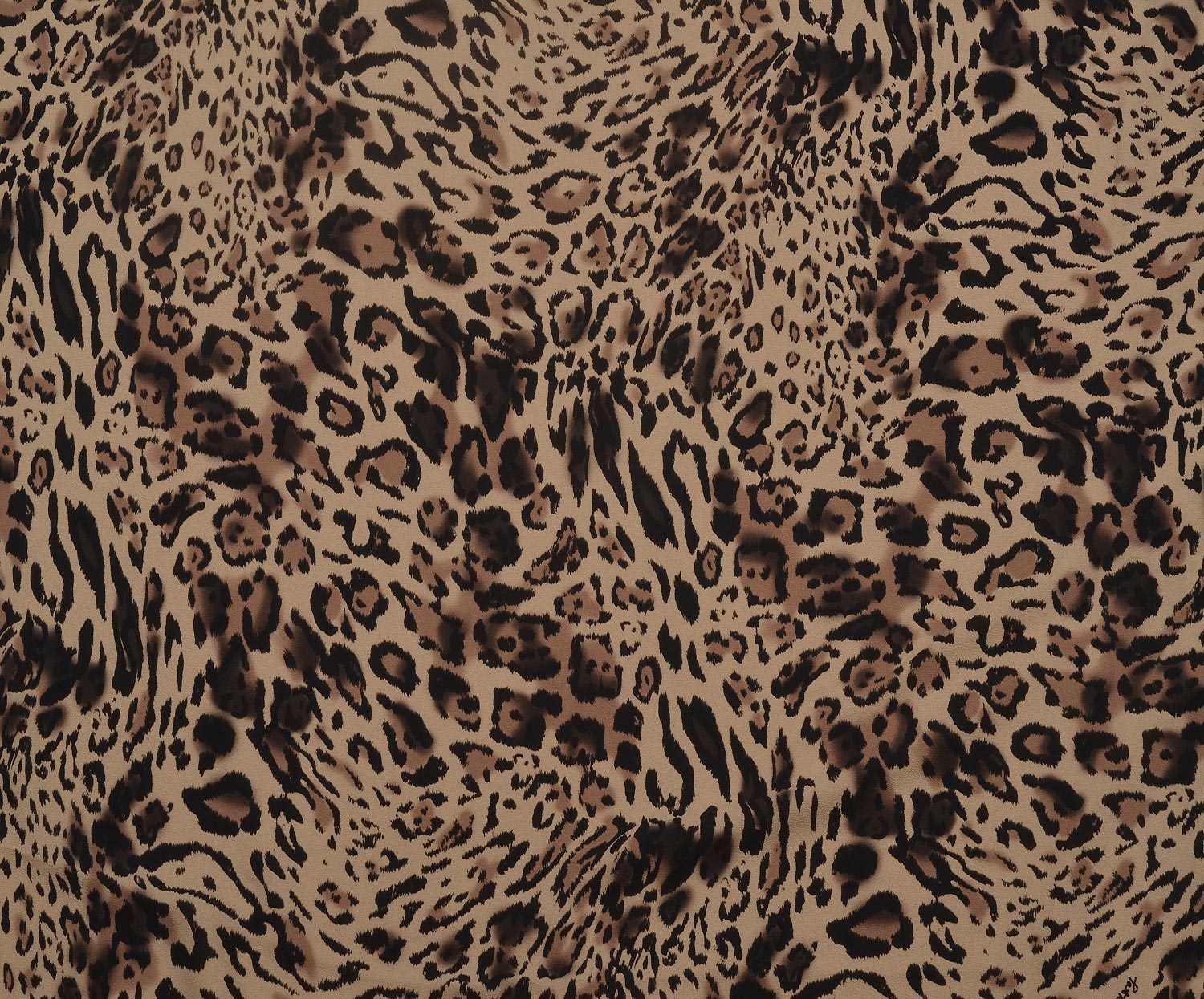 LEOPAR DESENLİ VİSKON KREP KUMAŞ - KARAMEL