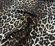 LEOPAR DESENLİ VİSKON KUMAŞ - KAHVE