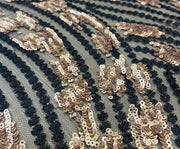 TÜL ÜZERİ PUL PAYET İŞLEMELİ KUMAŞ - SİYAH