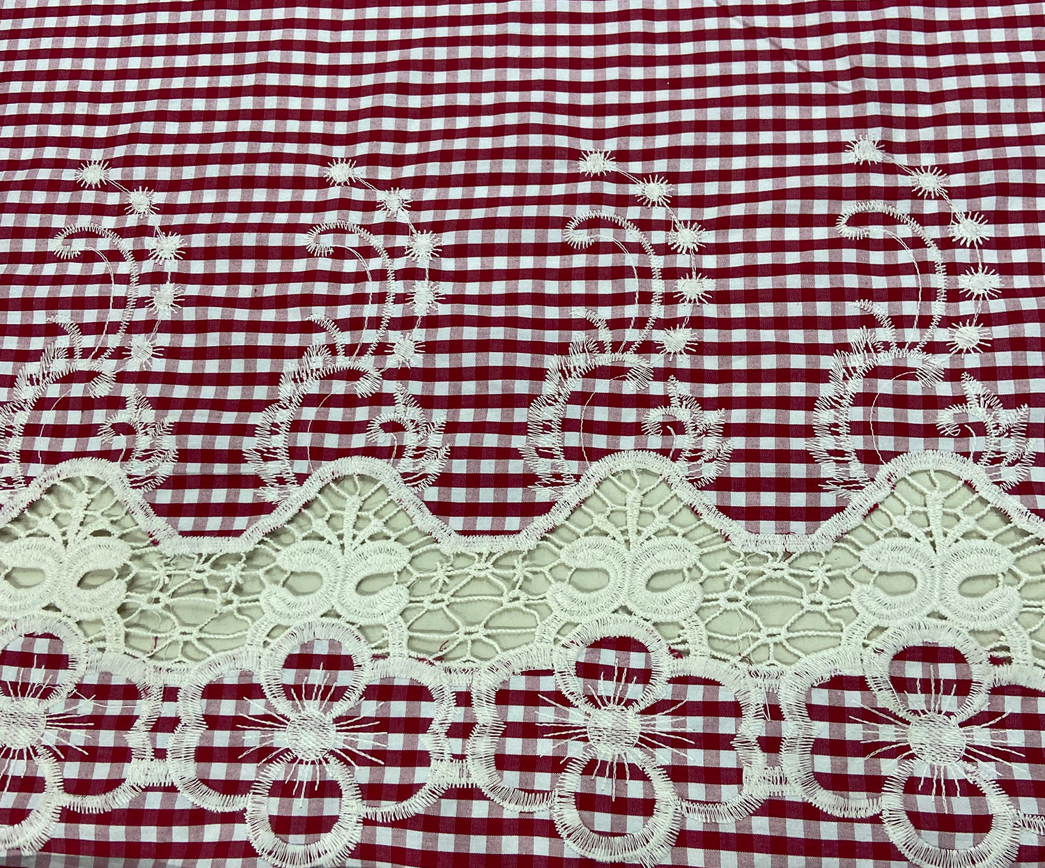 ETEKLERİ SULU NAKIŞLI PAMUK EKOSE - KIRMIZI