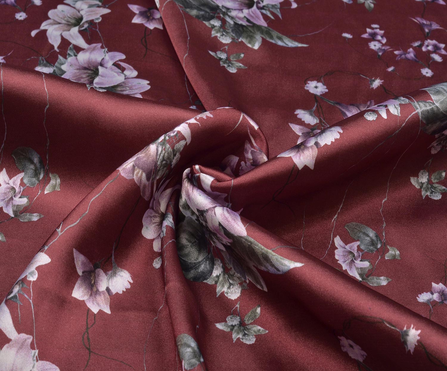 DESENLİ SATEN KUMAŞ - BORDO
