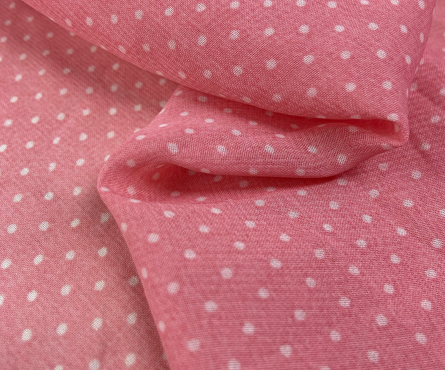 ETEKLERİ NAKIŞLI PUANTİYELİ ŞİFON KUMAŞ - PEMBE