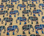 FİL DESENLİ DİJİTAL BASKI KUMAŞ - BEJ
