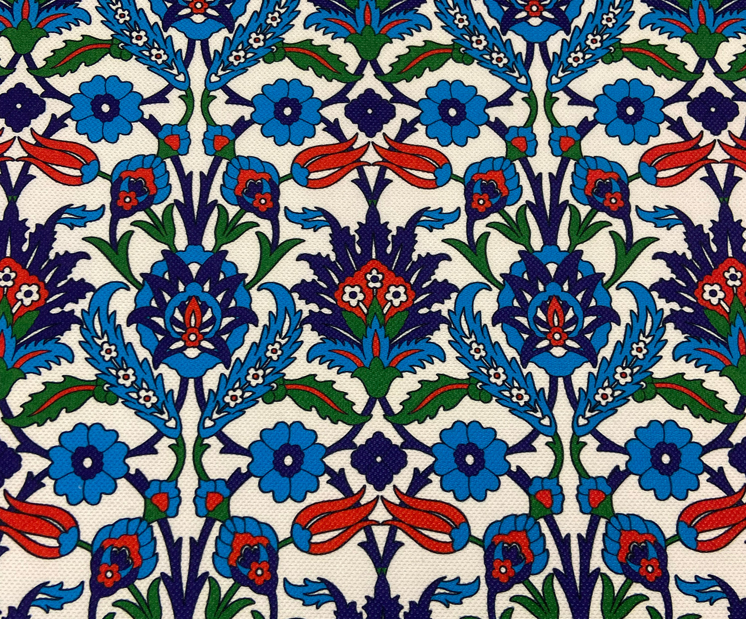ÇİNİ DESENLİ DİJİTAL BASKI KUMAŞ - MAVİ