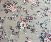 PASTEL ÇİÇEKLER DİJİTAL BASKI KUMAŞ - SU YEŞİLİ