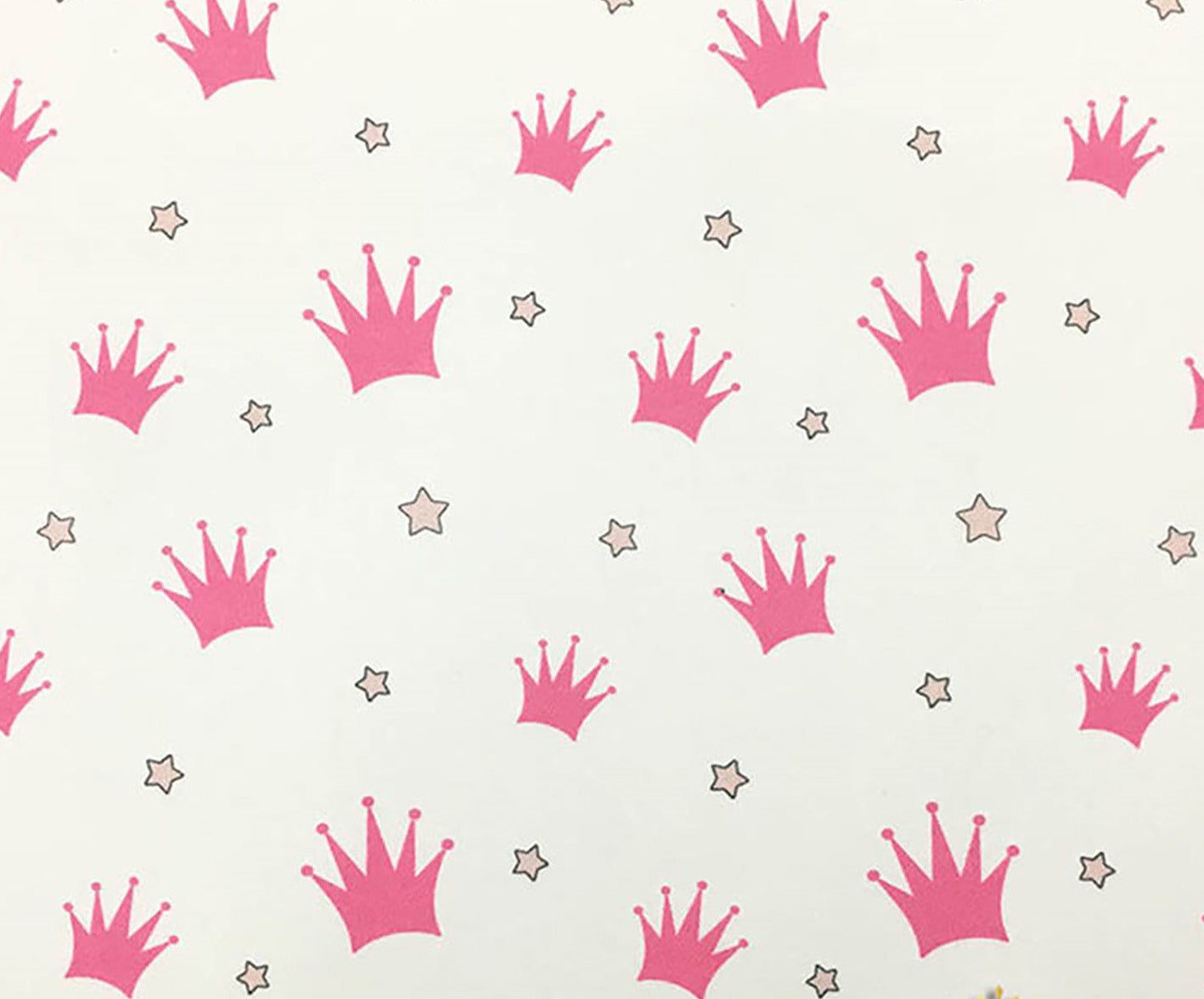 TAÇLI YILDIZLI DİJİTAL BASKI ÇOCUK KUMAŞI - PEMBE