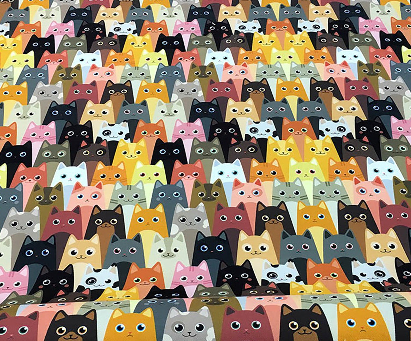 KEDİ DESENLİ DİJİTAL BASKI KUMAŞ - HARMONİ