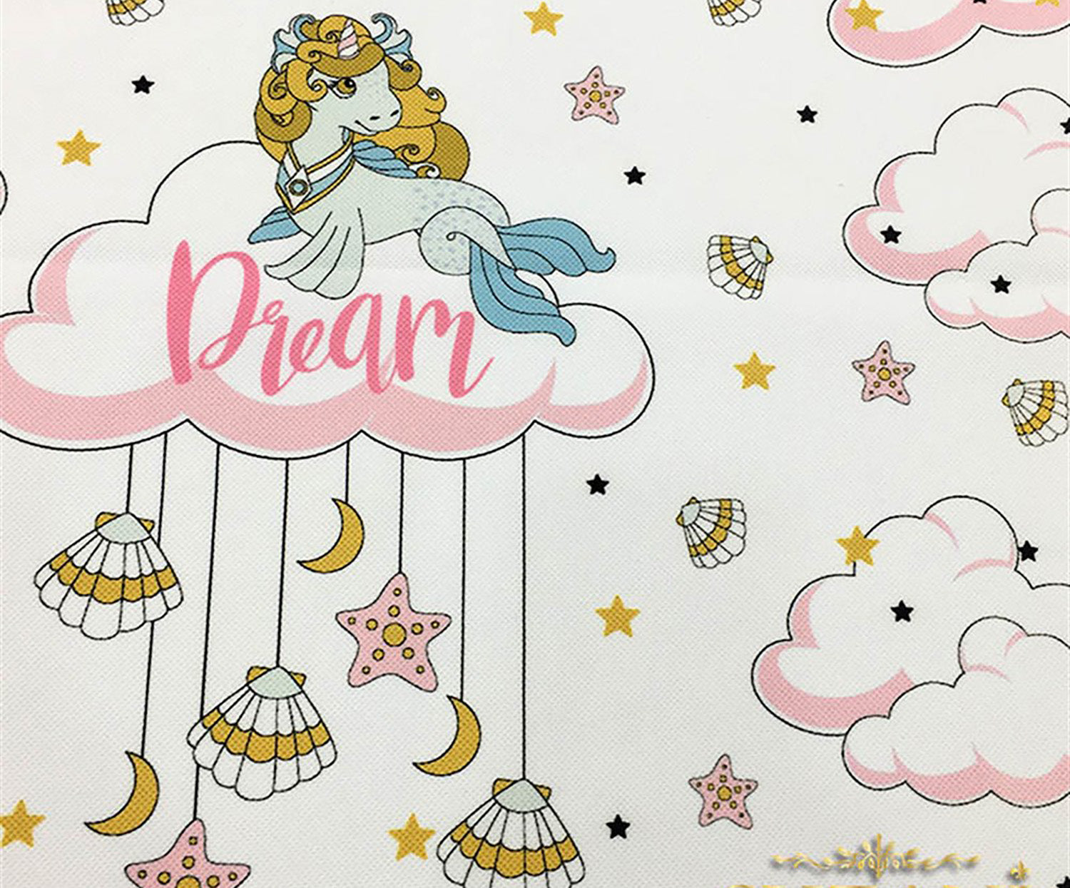 UNİCORN DREAM DESENLİ DİJİTAL BASKI ÇOCUK KUMAŞI - EKRU