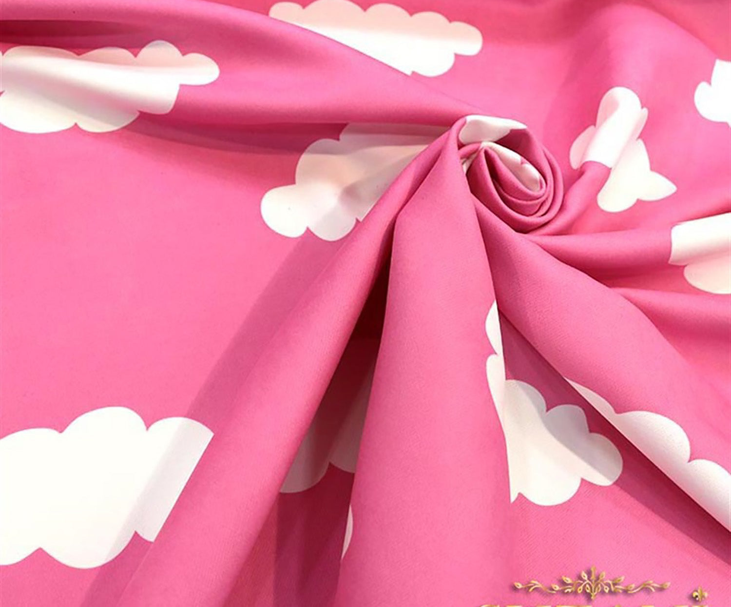 BULUTLU DİJİTAL BASKI KUMAŞ - PEMBE