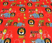 AFRİKA TEMALI DİJİTAL BASKI ÇOCUK KUMAŞI - KIRMIZI