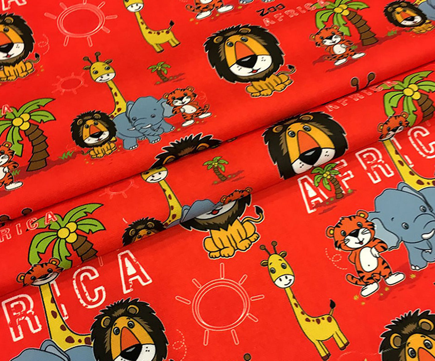 AFRİKA TEMALI DİJİTAL BASKI ÇOCUK KUMAŞI - KIRMIZI