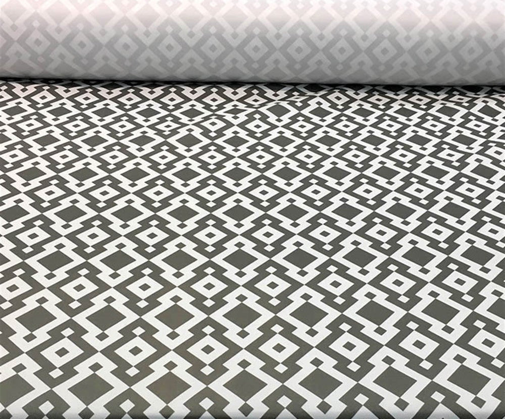 GEOMETRİK DİJİTAL BASKI KUMAŞ - BEYAZ