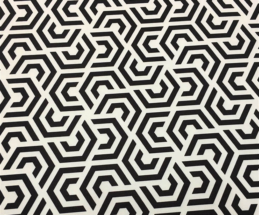 GEOMETRİK DESENLİ DİJİTAL BASKI KUMAŞ - SİYAH