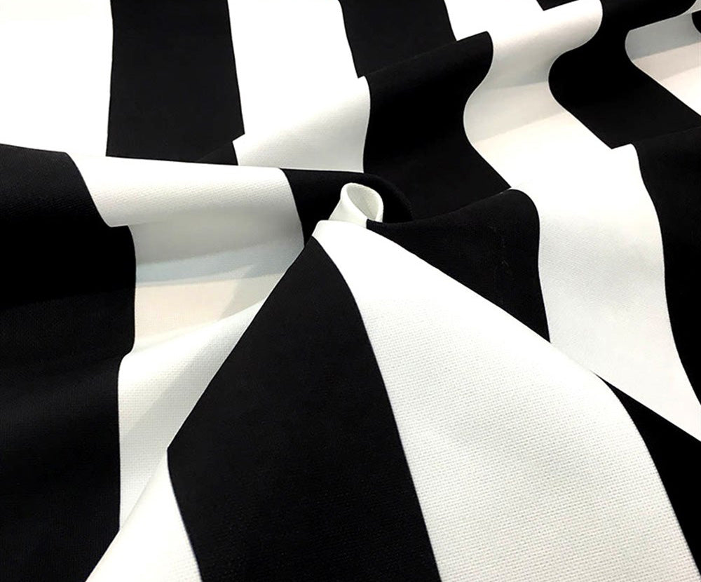 8 CM ÇOK KALIN ÇİZGİLİ DİJİTAL BASKI KUMAŞ - SİYAH