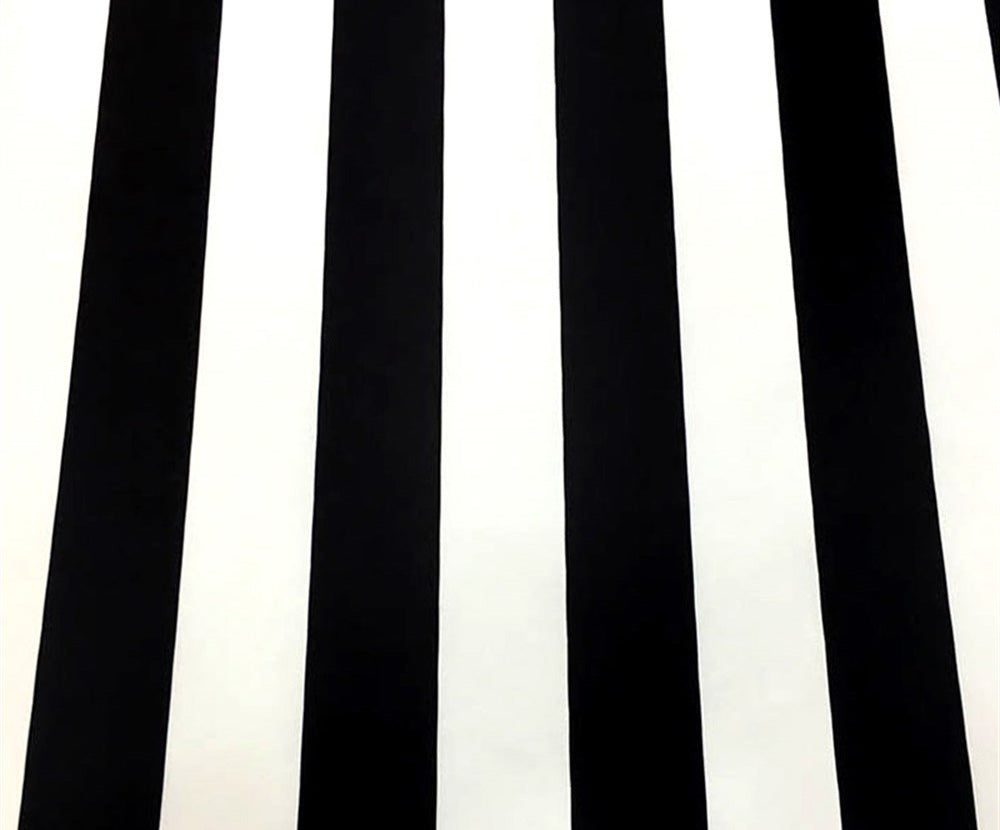 8 CM ÇOK KALIN ÇİZGİLİ DİJİTAL BASKI KUMAŞ - SİYAH