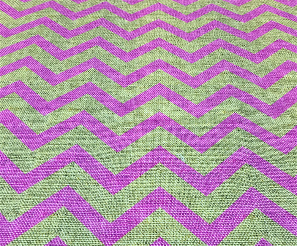 KETEN EFEKT ZİGZAG DESENLİ DİJİTAL BASKI KUMAŞ - PEMBE