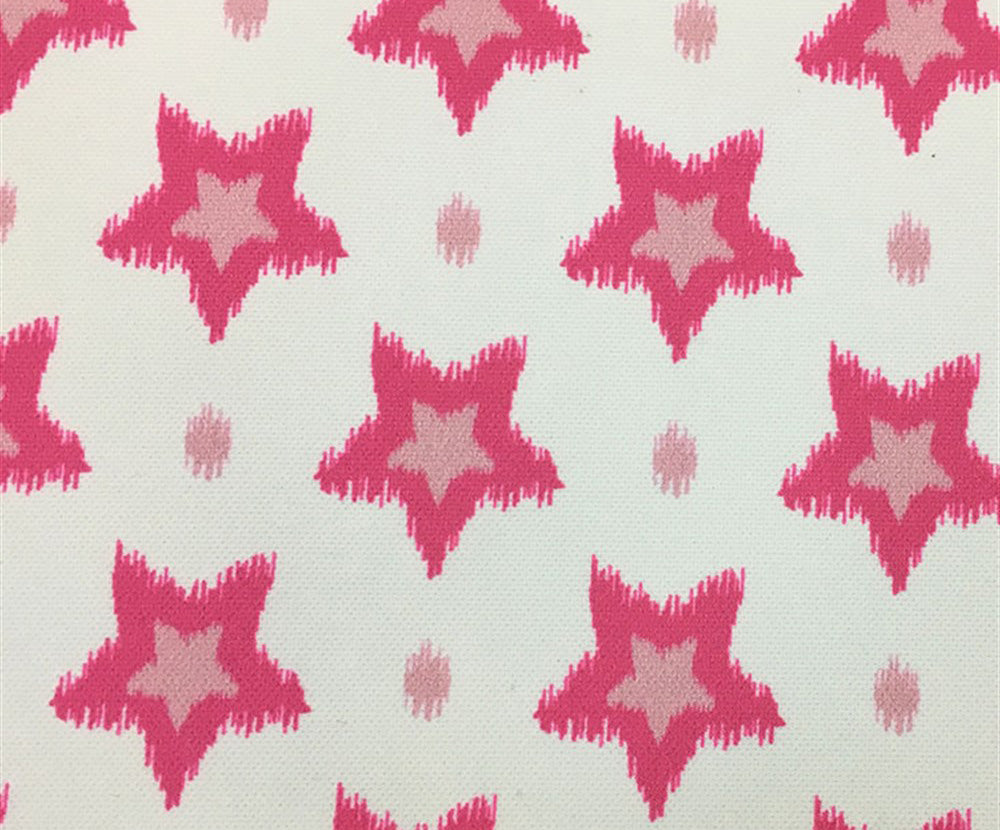 İKAT YILDIZ DESENLİ DİJİTAL BASKI KUMAŞ - PEMBE