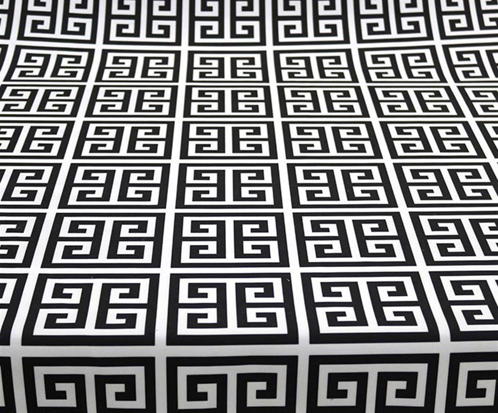 GREEK KEY DESENLİ DİJİTAL BASKI KUMAŞ - SİYAH