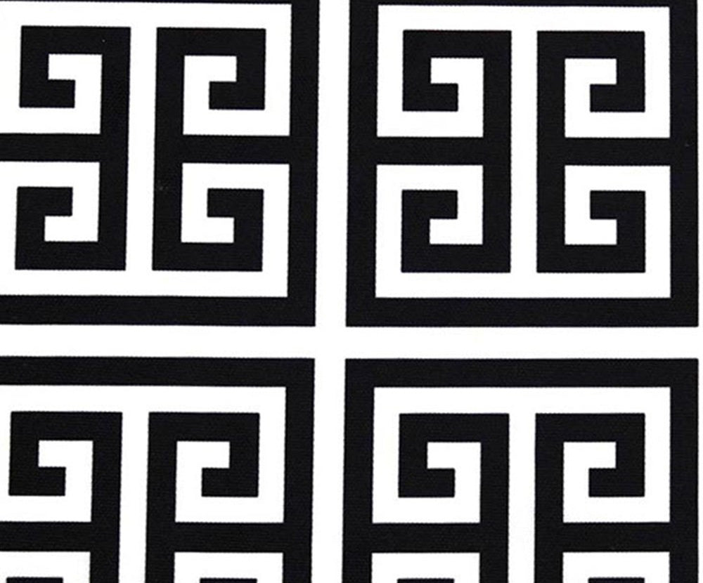 GREEK KEY DESENLİ DİJİTAL BASKI KUMAŞ - SİYAH