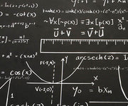 KARA TAHTA MATEMATİK DESENLİ DİJİTAL BASKI KUMAŞ - SİYAH