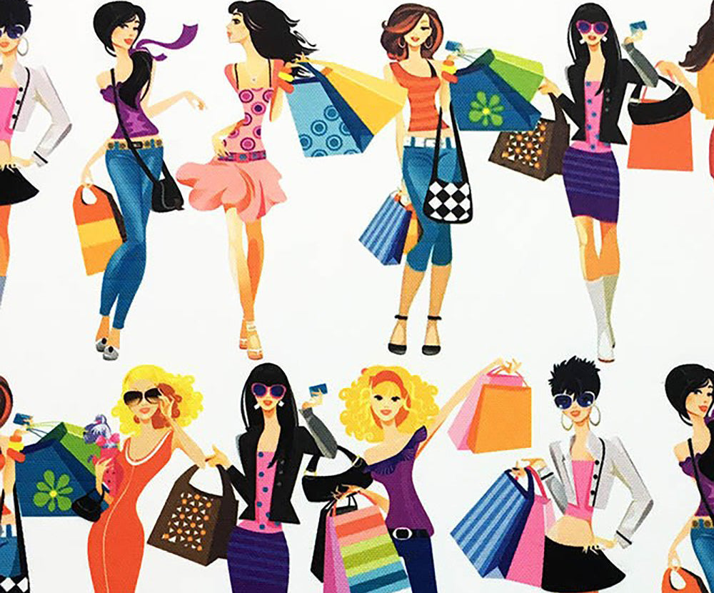 ALIŞVERİŞ YAPAN KIZLAR DİJİTAL BASKI KUMAŞ - HARMONİ