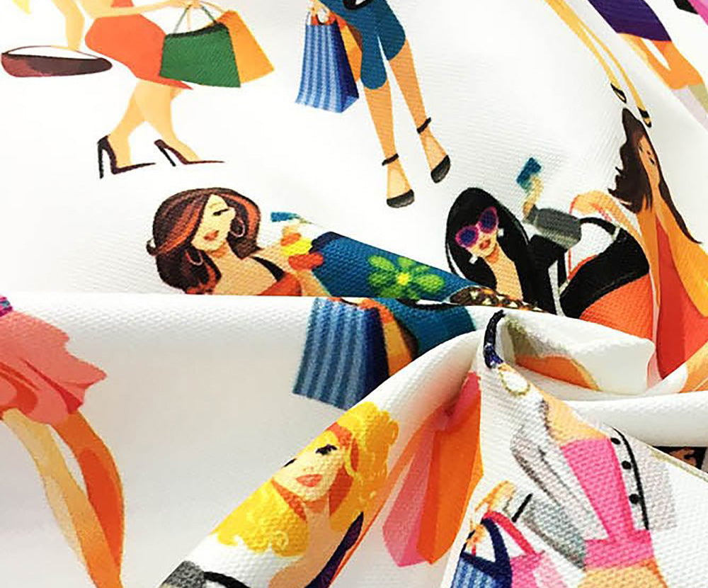 ALIŞVERİŞ YAPAN KIZLAR DİJİTAL BASKI KUMAŞ - HARMONİ