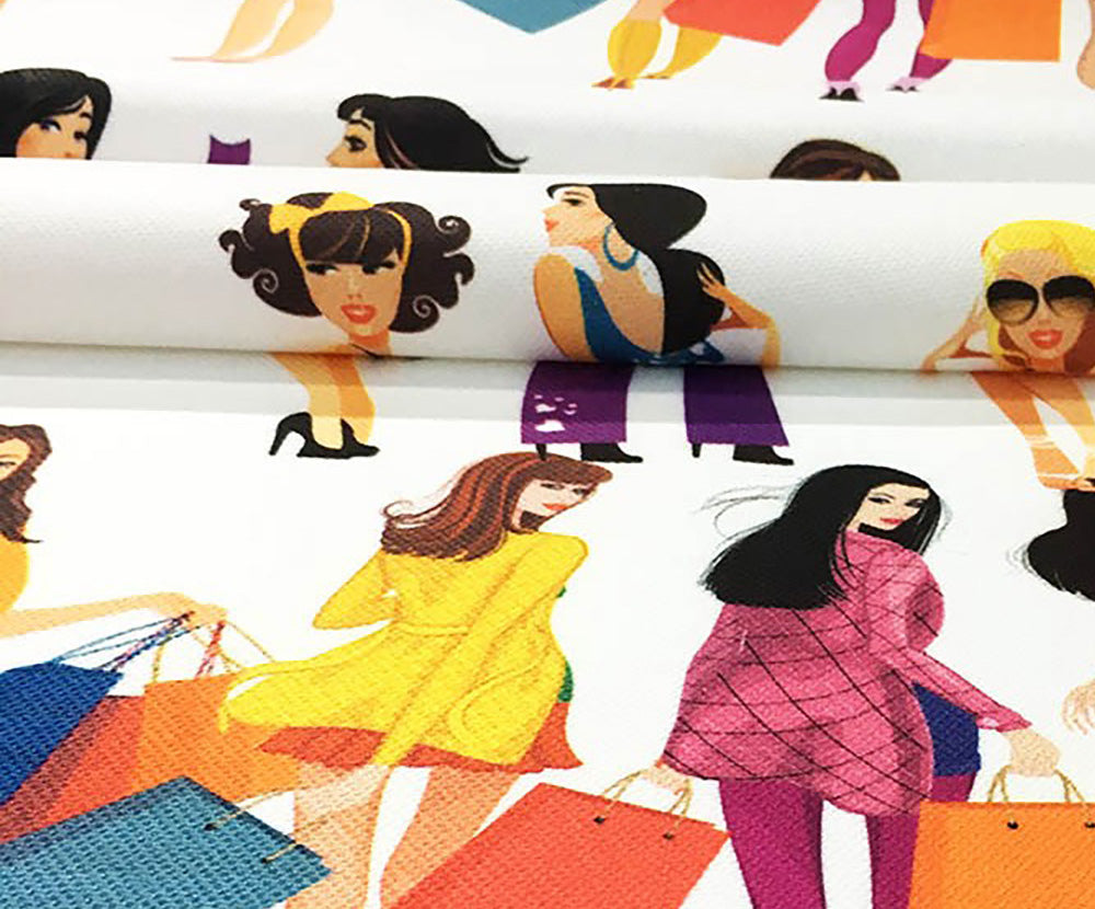 ALIŞVERİŞ YAPAN KIZLAR DİJİTAL BASKI KUMAŞ - HARMONİ