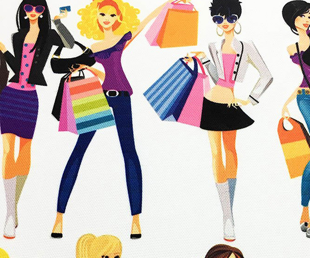 ALIŞVERİŞ YAPAN KIZLAR DİJİTAL BASKI KUMAŞ - HARMONİ