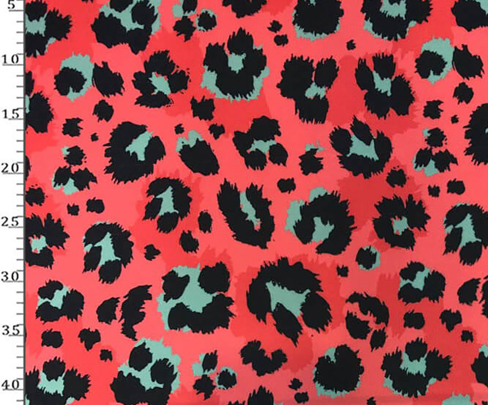 POPART LEOPAR DESENLİ DİJİTAL BASKI KUMAŞ - KIRMIZI