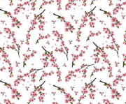 KİRAZ ÇİÇEĞİ DESENLİ DİJİTAL BASKI KUMAŞ - PEMBE