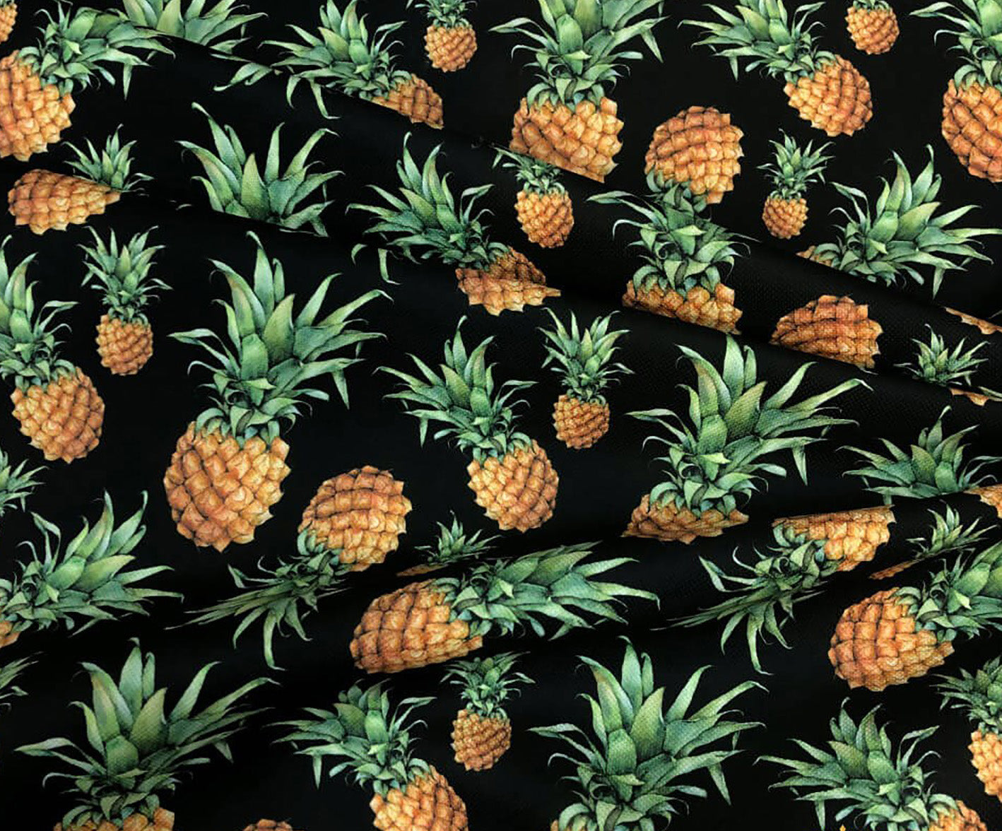 ANANAS DESENLİ DİJİTAL BASKI KUMAŞ - SİYAH