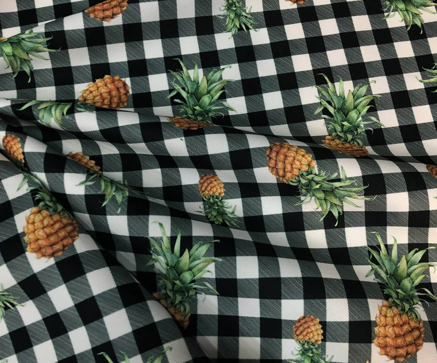 ANANAS PÖTİKARE DESENLİ DİJİTAL BASKI KUMAŞ - ANTRASİT