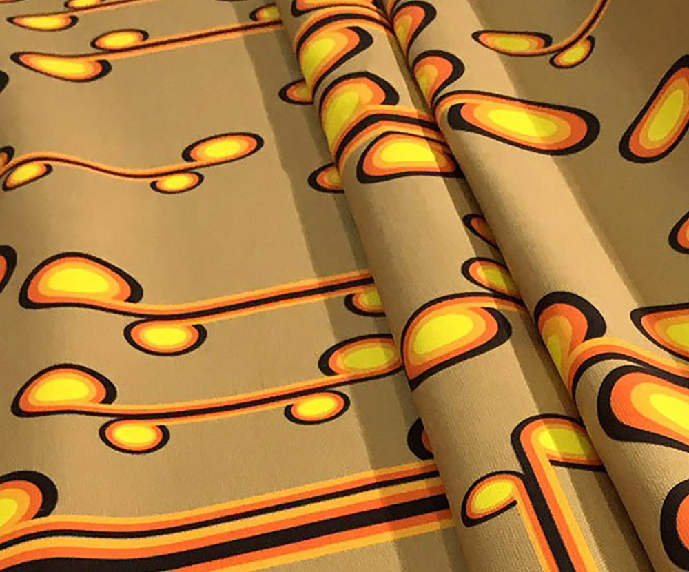 60'LAR VİNTAGE DESENLİ DİJİTAL BASKI KUMAŞ - BEJ