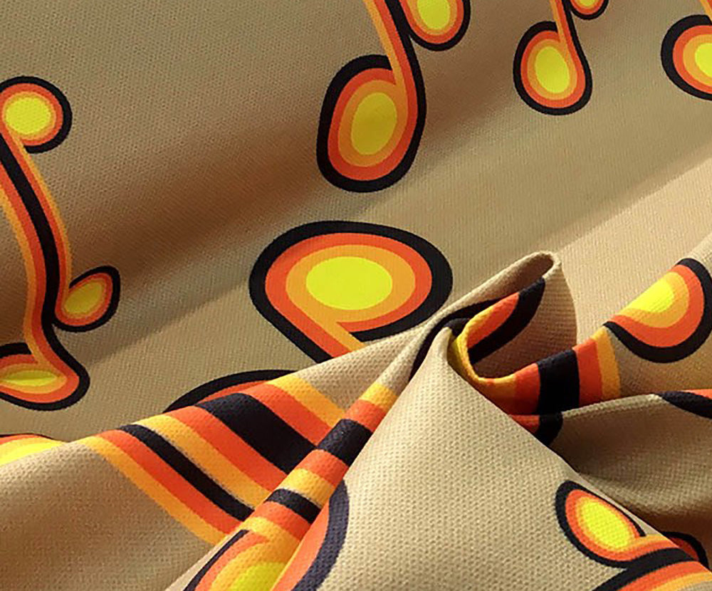 60'LAR VİNTAGE DESENLİ DİJİTAL BASKI KUMAŞ - BEJ